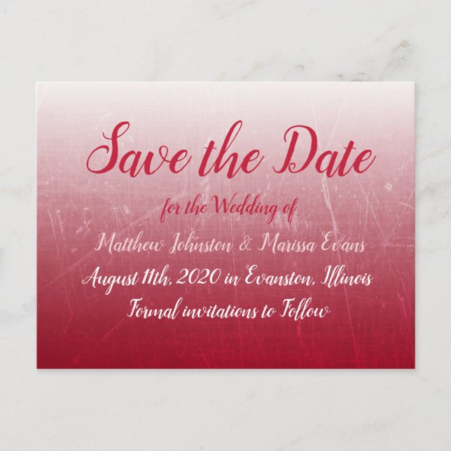 Deep Red Fade Bubbles Save the Date Postcard Postkarte (Vorderseite)