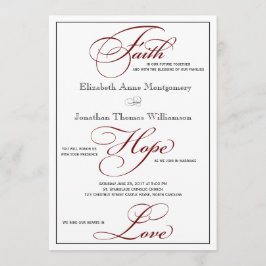 Deep Red Faith Hope Liebe Script Einladung Hochzei