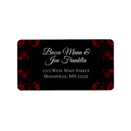 Deep Red Floral Elegante Gotische Hochzeit Adressaufkleber