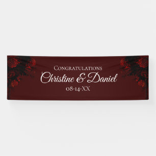 Deep Red Floral Elegante Gotische Hochzeit Banner