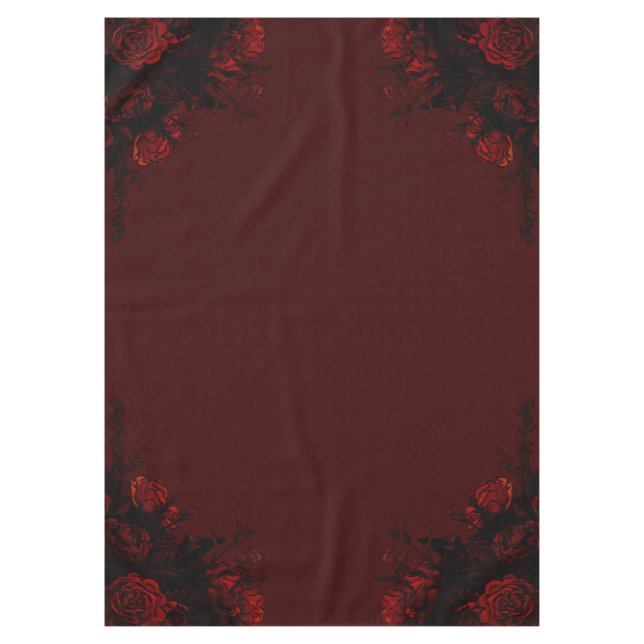 Deep Red Floral Elegante Gotische Hochzeit Tischdecke (Vorderseite)