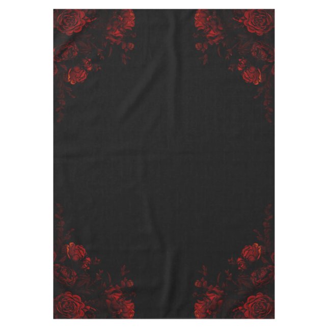 Deep Red Floral Elegante Gotische Hochzeit Tischdecke (Vorderseite)