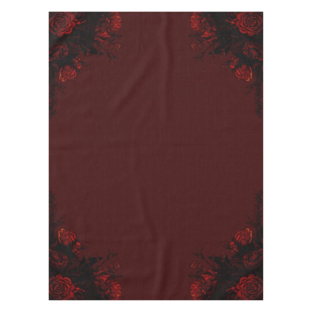 Deep Red Floral Elegante Gotische Hochzeit Tischdecke (Vorderseite)
