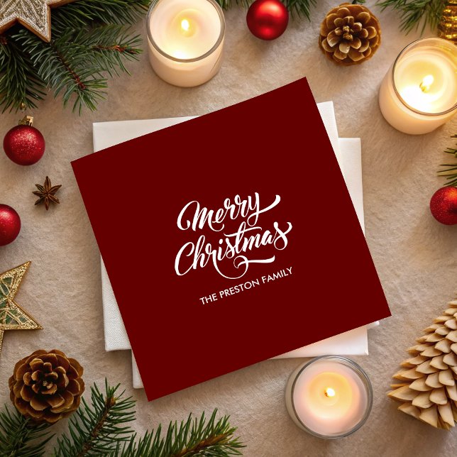Deep Red Frohe Weihnachten Serviette (Deep Red Merry Christmas Napkins)