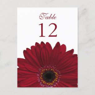 Deep Red Gerbera Daisy Tischnummer Card Flat