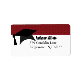 Deep Red Graduation Cap Label Adressaufkleber