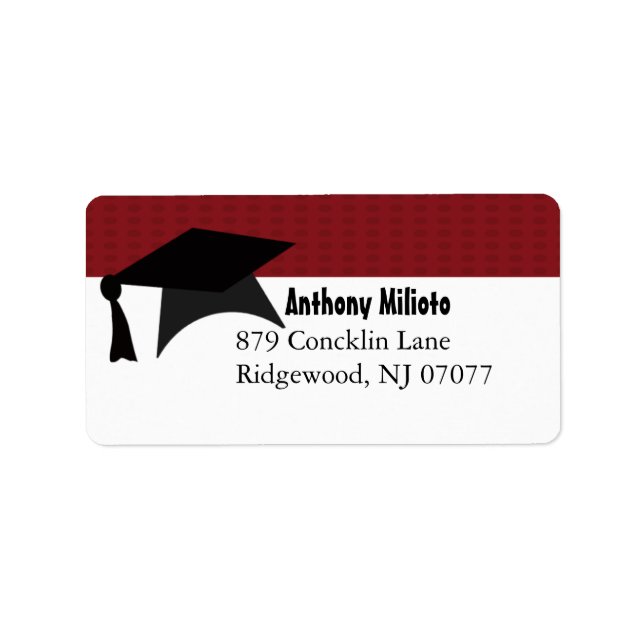 Deep Red Graduation Cap Label Adressaufkleber (Vorne)