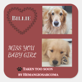 Deep Red Hemangiosarcoma Tribute Square Sticker