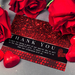 Deep Red Imitats Glitzer Lights Danke Card Mitteilungskarte