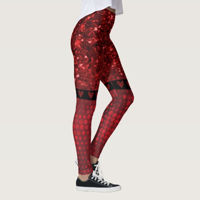 Deep Red Imitats Glitzer Lights Leggings (Rechts)