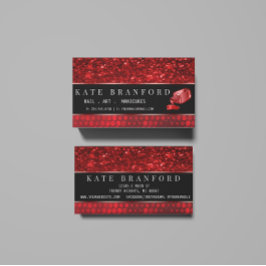 Deep Red Imitats Glitzer Nail Art Museo Cantonale  Visitenkarte