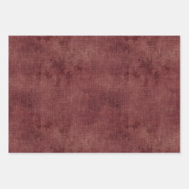 Deep Red Imitats Linen Geschenkpapier Set