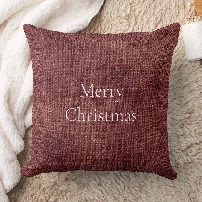 Deep Red Imitats Linen (Leinenlook) Kissen (Decke)