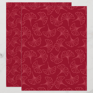 Deep Red Japanese Ginkgo Blätter Scrapbook Paper