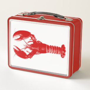 Deep Red Lobster auf Weiß Metall Brotdose