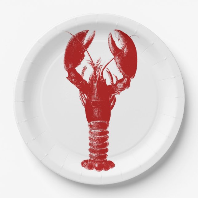 Deep Red Lobster auf Weiß Pappteller (Vorderseite)
