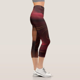 Deep Red Marble Capri Leggings
