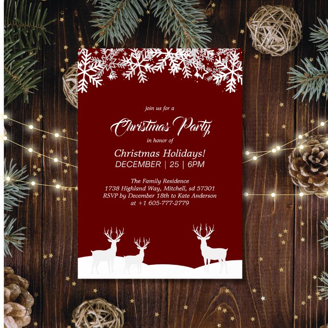 Deep Red Merry Christmas Party Einladung (Von Creator hochgeladen)