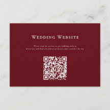Deep Red Modern Wedding Website QR Code Card