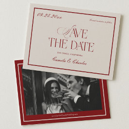 Deep Red Opera Wedding Save the Date Photo Einladung