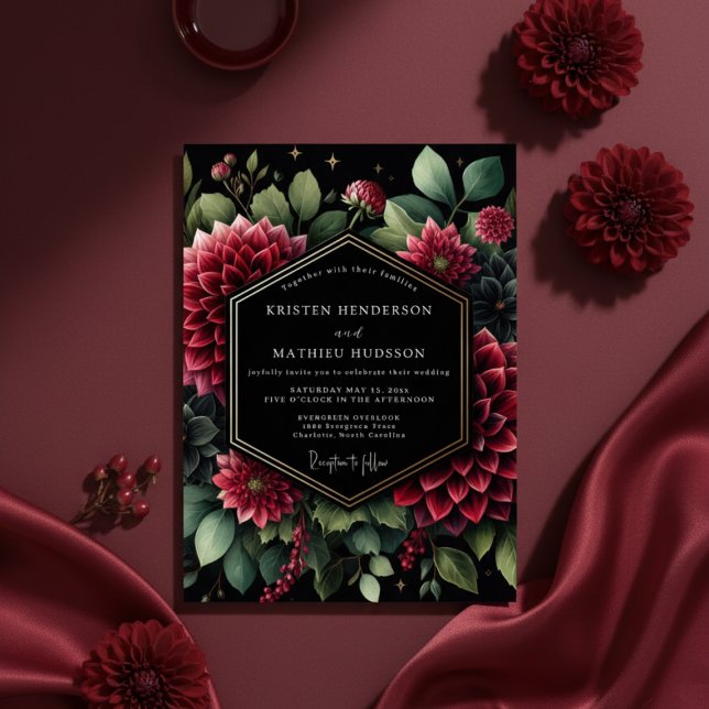 Deep Red Opulent Bloom Wedding Einladung (Von Creator hochgeladen)