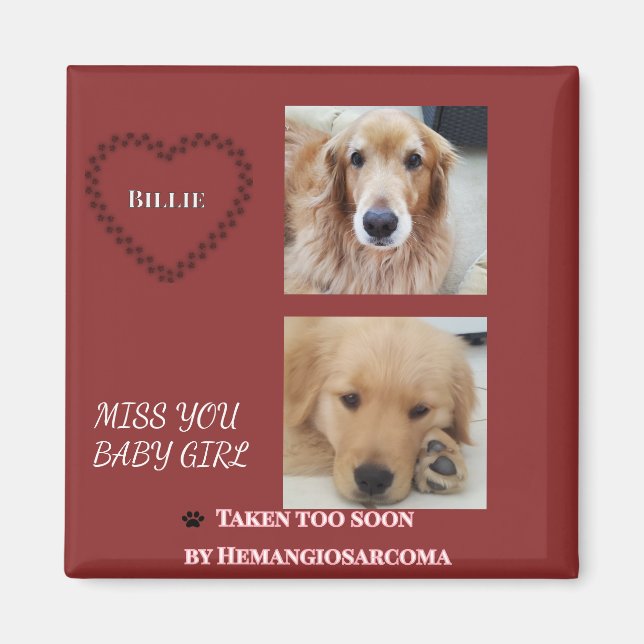 Deep Red Pet Loss Tribute Magnet (Vorne)