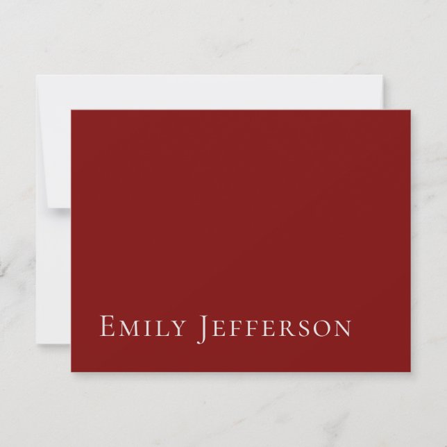 Deep Red Plain Elegant Professional Modern Mitteilungskarte (Vorderseite)