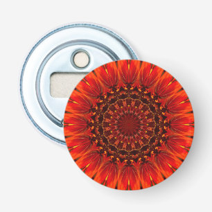 Deep Red Rudbeckia Floral Mandala Flaschenöffner