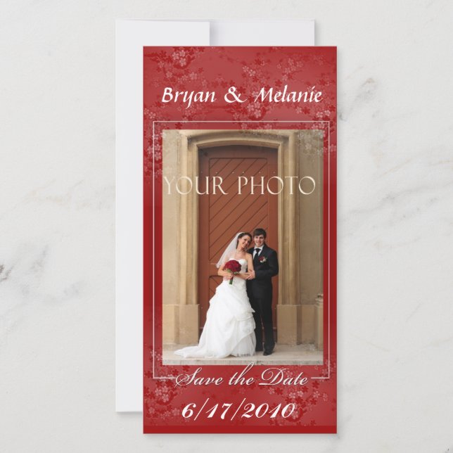 Deep Red Save the Date Wedding Foto Card (Vorderseite)