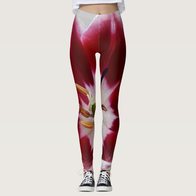 Deep Red Tullip Leggings (Vorderseite)