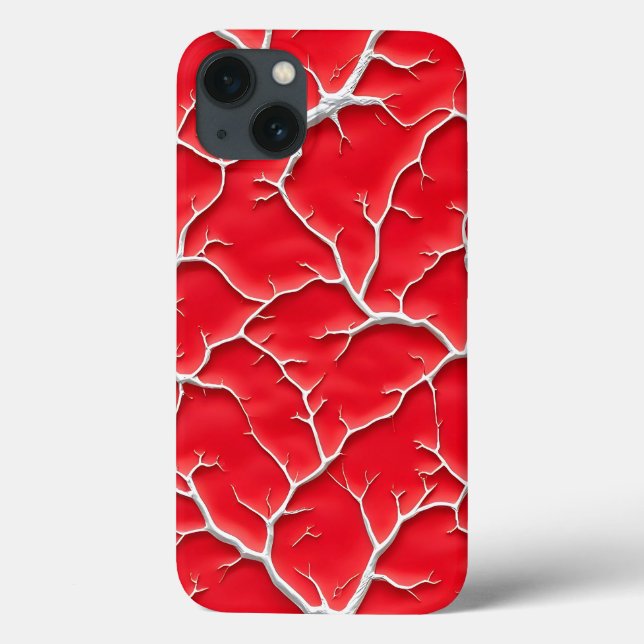 Deep Red Vein iPhone Case with Organic Texture (Rückseite)