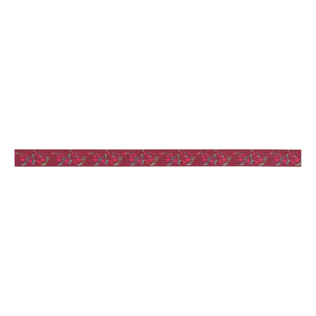 Deep Red Wassail Floral Ribbon Ripsband (Vorderseite)