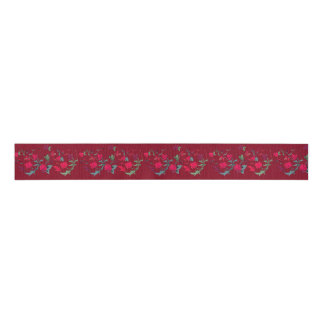 Deep Red Wassail Floral Ribbon Ripsband