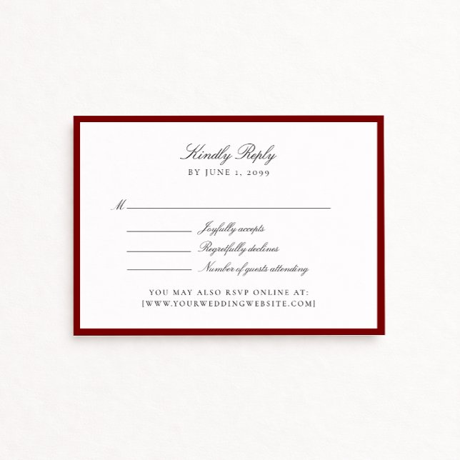 Deep Red Wedding Rsvp card Karte (Von Creator hochgeladen)