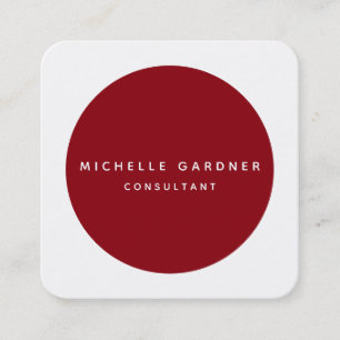 Deep Red White Minimalistisch Modern Beruflich Quadratische Visitenkarte