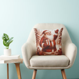 Deep Red & White Santa Christmas Throw Pillow Kissen