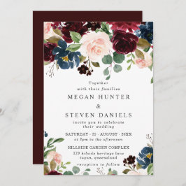 Deep Red Wine Burgundy Blush Navy Hochzeit Einladung