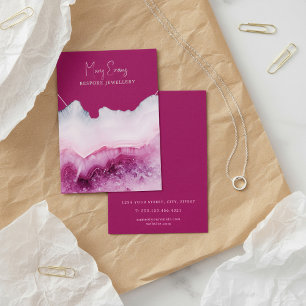 Deep rosa agate Halskette Display Karte