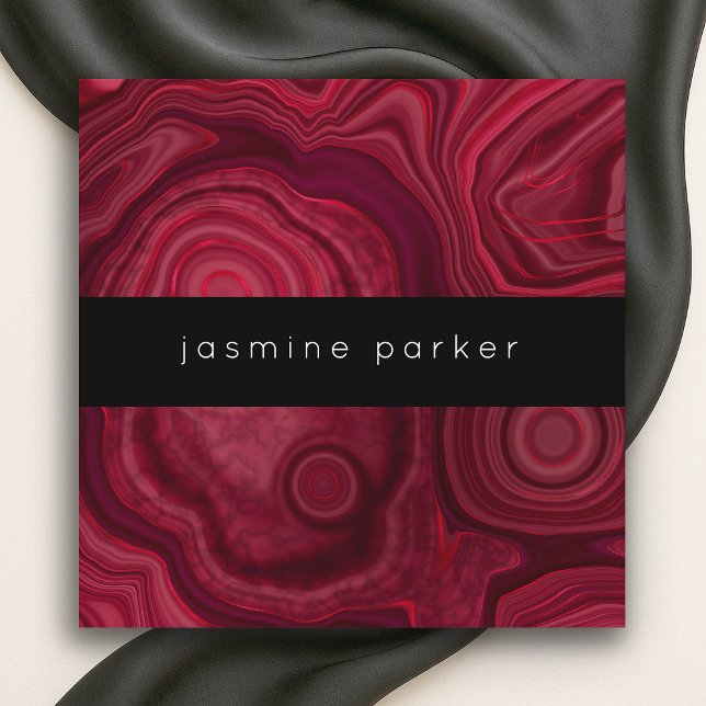 Deep Rose Abstrakt Agate Marble Muster Quadratische Visitenkarte (Von Creator hochgeladen)