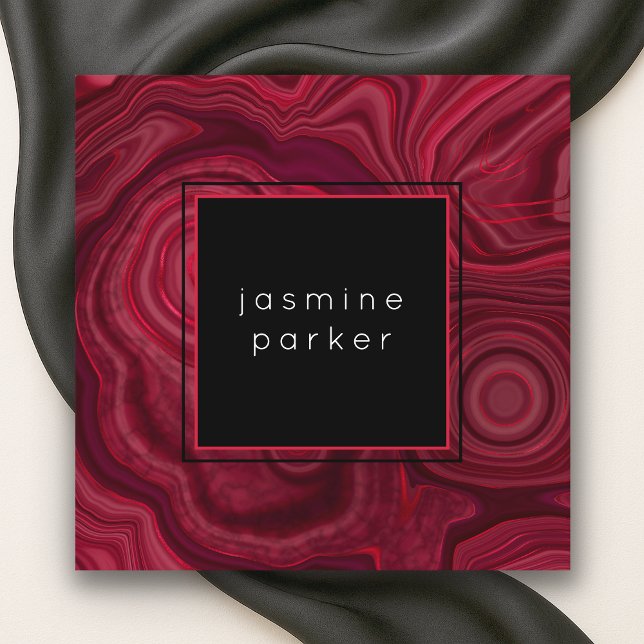 Deep Rose Abstrakt Agate Marble Muster Quadratische Visitenkarte (Von Creator hochgeladen)