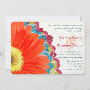 Deep Rose Aquamarin Neo Mint Green Gerber Wedding Einladung