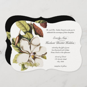 Deep Rose Magnolia Kupfer und grüne Flora Einladung