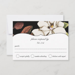 Deep Rose Magnolia Wedding RSVP Karte