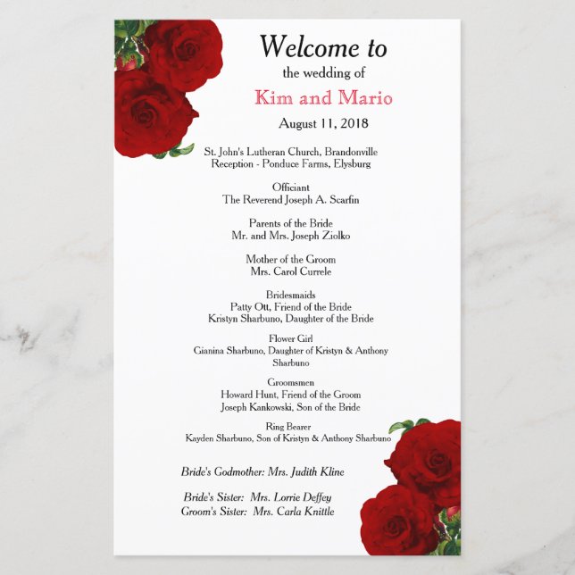 Deep Rote Rose Floral - Programm (Vorderseite)