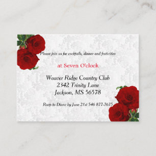 Deep Rote Rose Floral Wedding - Empfang Begleitkarte