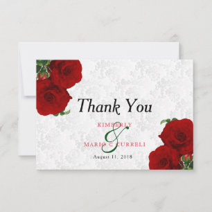 Deep Rote Rose Floral Wedding - Vielen Dank Dankeskarte