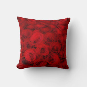 Deep Rote Rosen Art Throw Kissen