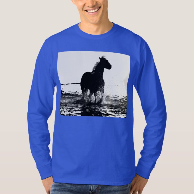 Deep Royal Blue Elegante Modernes Reiten T-Shirt (Vorderseite)