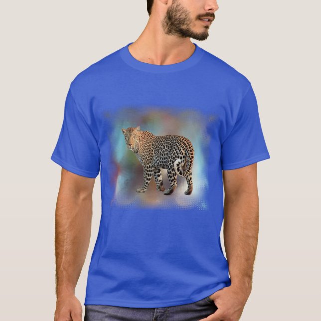 Deep Royal Blue Leopard Moderne elegante Vorlage T-Shirt (Vorderseite)