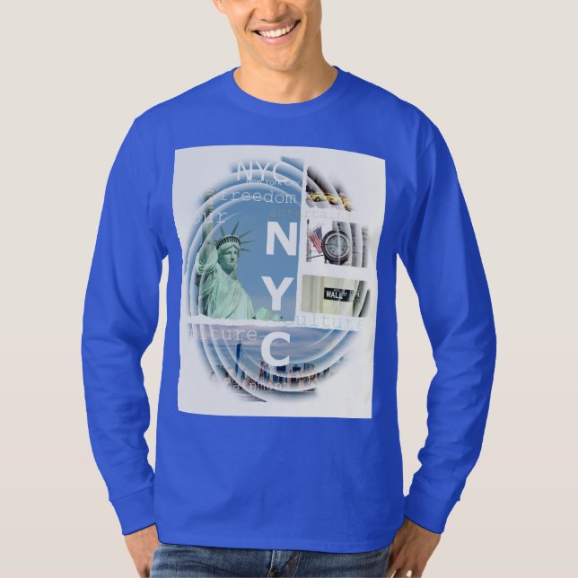 Deep Royal Blue Modern Nyc New York City Brooklyn T-Shirt (Vorderseite)